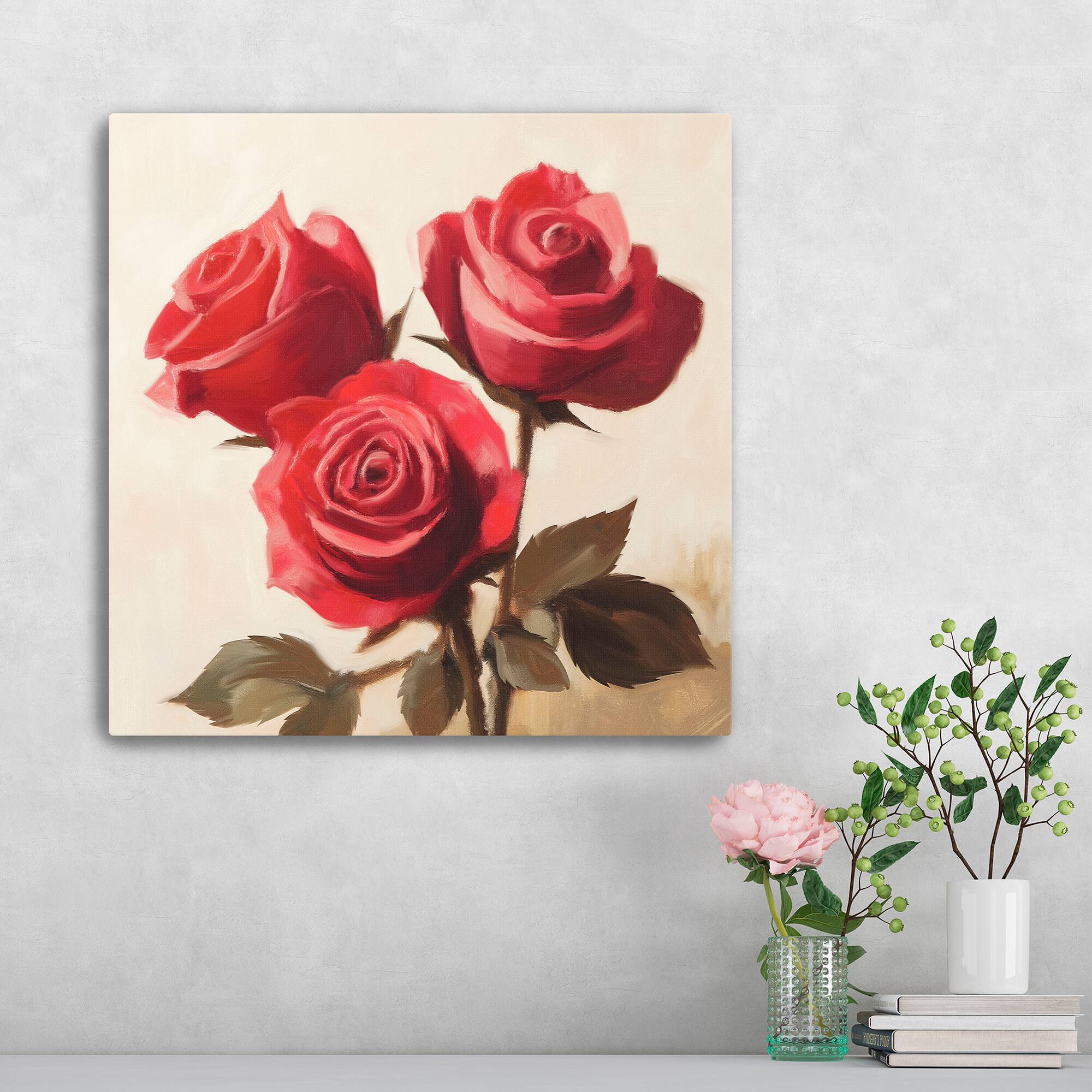 Three Red Roses Canvas Giclée Art